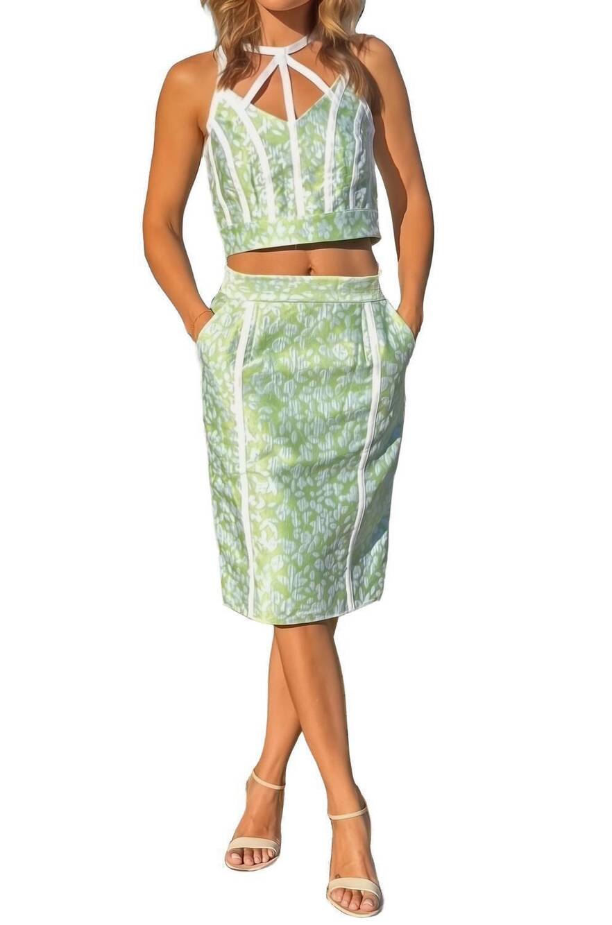 NEW NATANYA FRIEDKA nicole jacquard fabric two-piece set in grass
